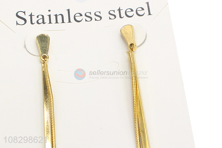 New design stainless steel tassel chain drop earrings for women