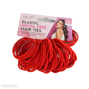 Best selling red elastic hair ties girls kids hair ring