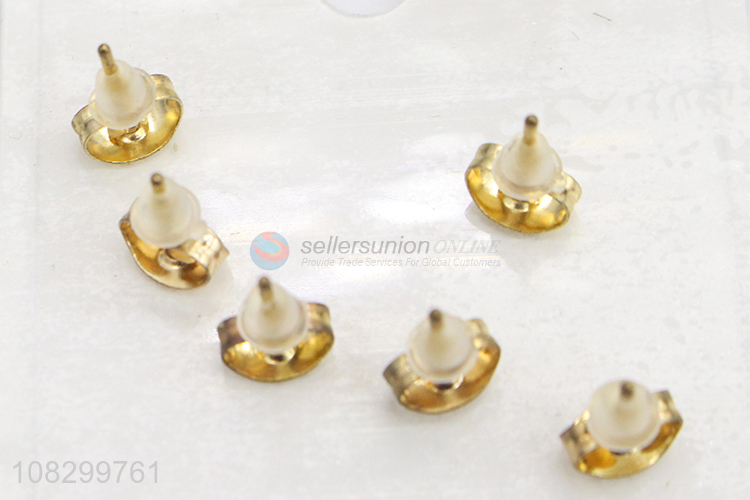 Wholesale 3 Pairs Golden Earring Fashion Ear Stud Set