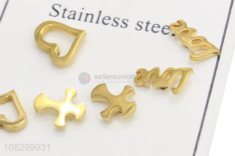 New Arrival Stainless Steel Ear Stud Golden Earrings For Women