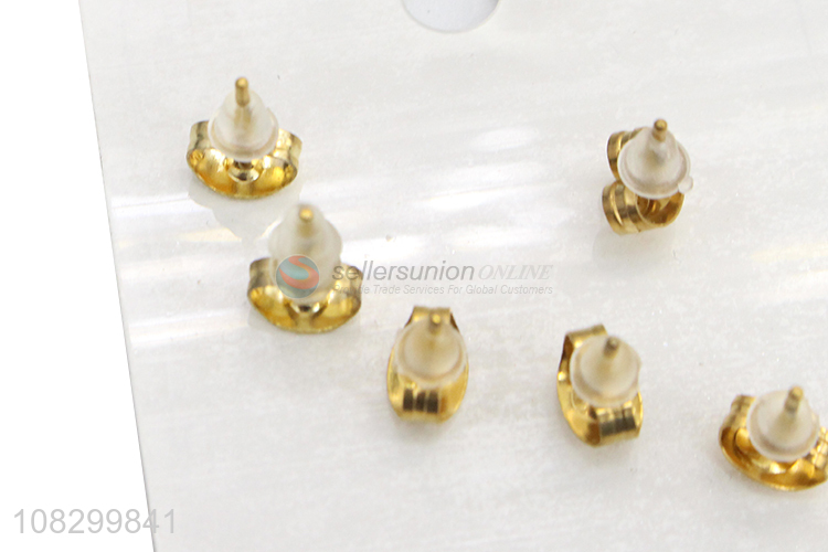 Good Quality Metal Ear Stud 3 Pairs Earrings Set