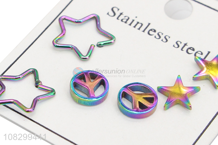 Hot Selling 3 Pairs Ear Stud Fashion Earrings Set