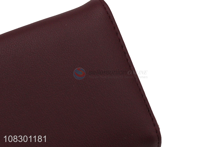 High quality faux leather long wallet trifold purse for women