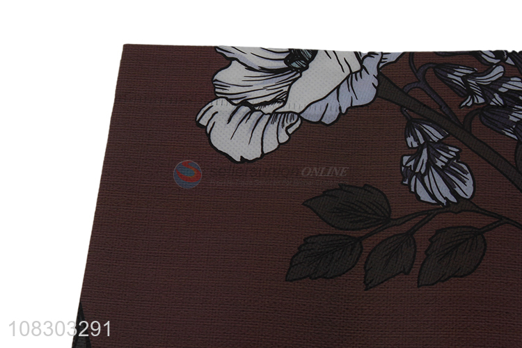 Custom fashion flower printed non-woven tote shopping bag