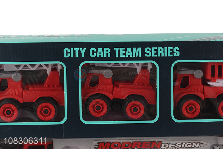 Good Quality Inertia Truck With 3 Fire Engine Toy Car Set