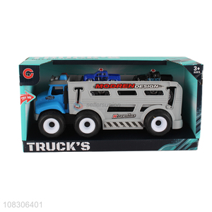 New Arrival Light And Music Inertial Truck With Little Police Car Set