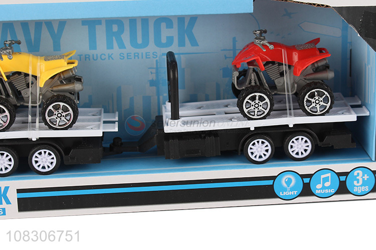 Fashion Flashing Music Inertia Truck With Beach Motorcycle Set