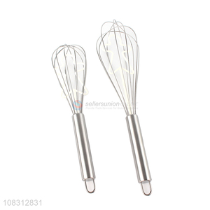 Low price long handle egg whisk kitchen stainless steel egg mixer