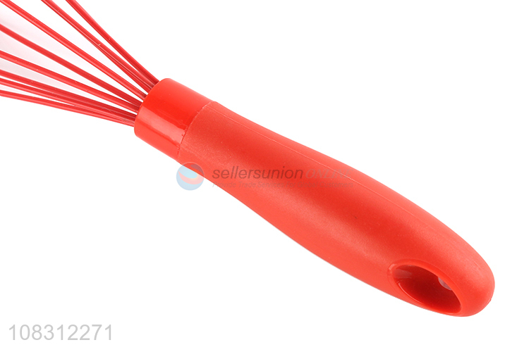 High quality simple red egg whisk stainless steel egg mixer