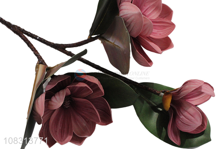 Good quality lifelike artificial magnolia flower for decoration