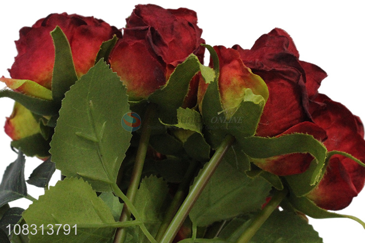 Hot selling lifelike flowers artificial rose for indoor decoration