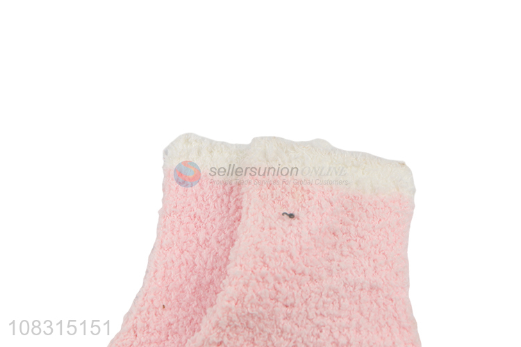 Low price wholesale pink cute socks thicken thermal socks