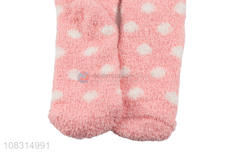 New products pink fleece socks ladies thicken thermal socks