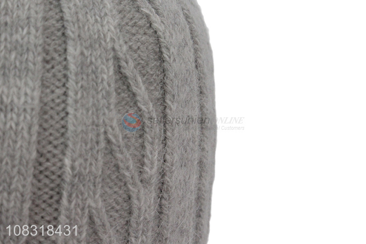 Wholesale price fashion knitted hat thicken fleece hat