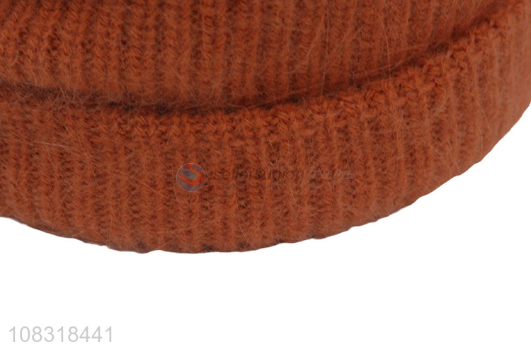 Factory wholesale orange rabbit fur hat winter warm knitted hat