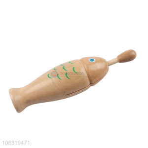 Popular Fish Shaped Sound Block Guiro Wooden Percussion Instrument Toy