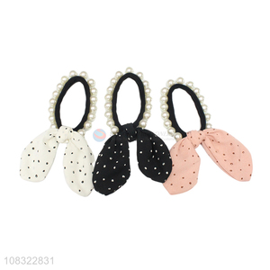 New Arrival Pearl Bowknot Hair Rope For Children