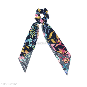 Wholesale Flower Printing Streamer Scrunchies Hair Ring Hair Rope