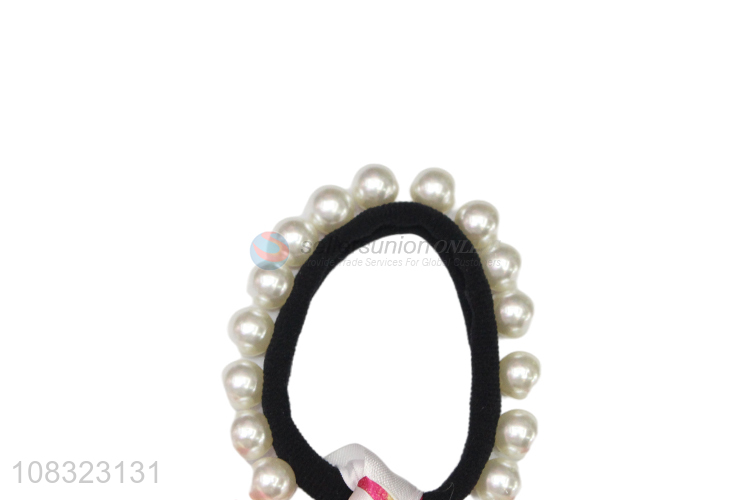 Custom Pearls Bow Streamer Hair Rope Fashion Hair Tie