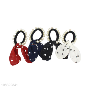 Fashion Pearls Bowknot Hair Band Kids Elastic Hair Rope