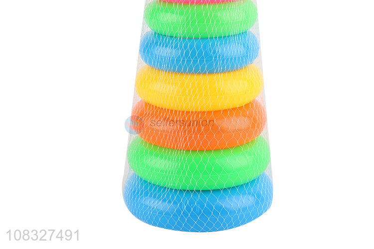 Factory direct sale rainbow tower ring games for children