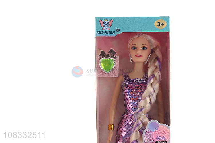 Recent design 11 inch fashion doll wearing sequined skirt