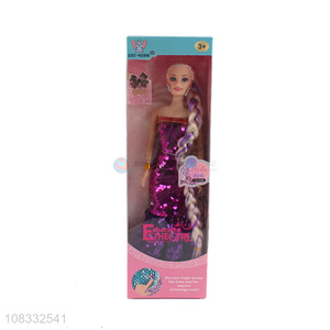 Good quality 11 inch fashion doll with sequined long dress