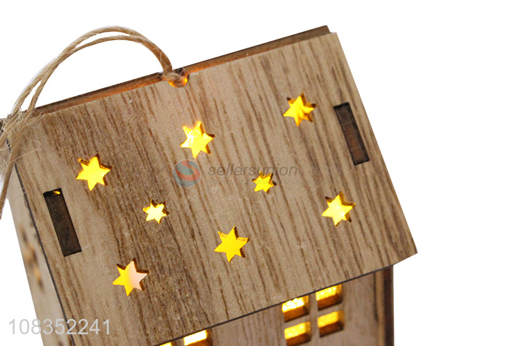 Popular Wooden Craft Hanging Houses With Candle Light