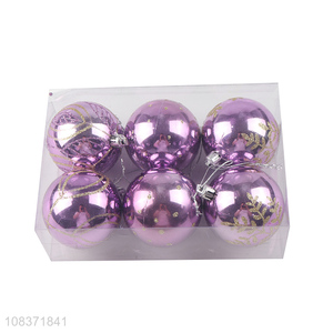 New arrival 6 pieces bright color plastic Christmas balls Christmas baubles