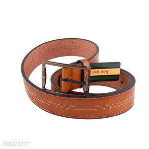 Hot selling men's belt retro stitched pu leather belt for khakis