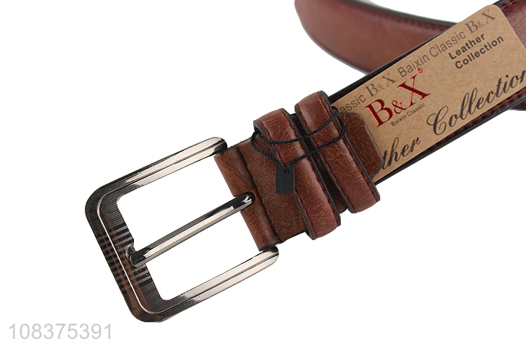 Custom simple casual jeans belt single prong buckle belt for men