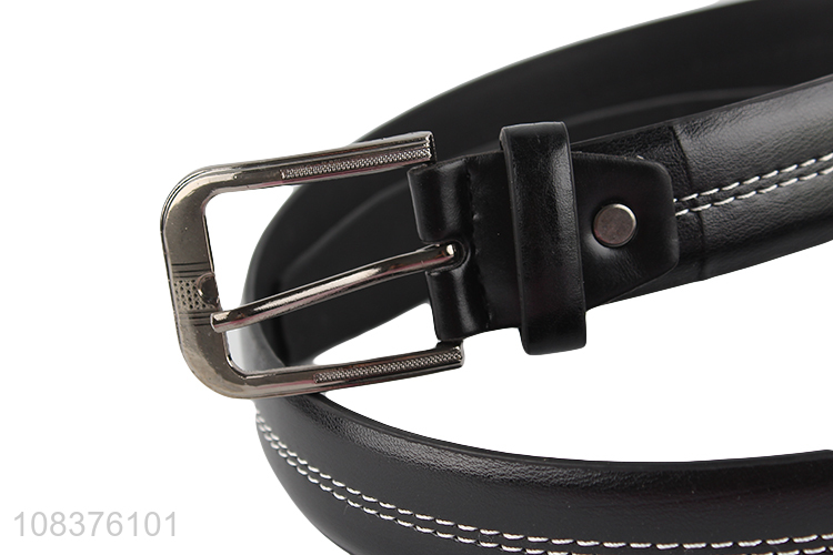 High quality mens casual dress belt stitched pu leather belt