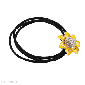 Custom Alloy Flower Elastic Hair Rope Hair Ring