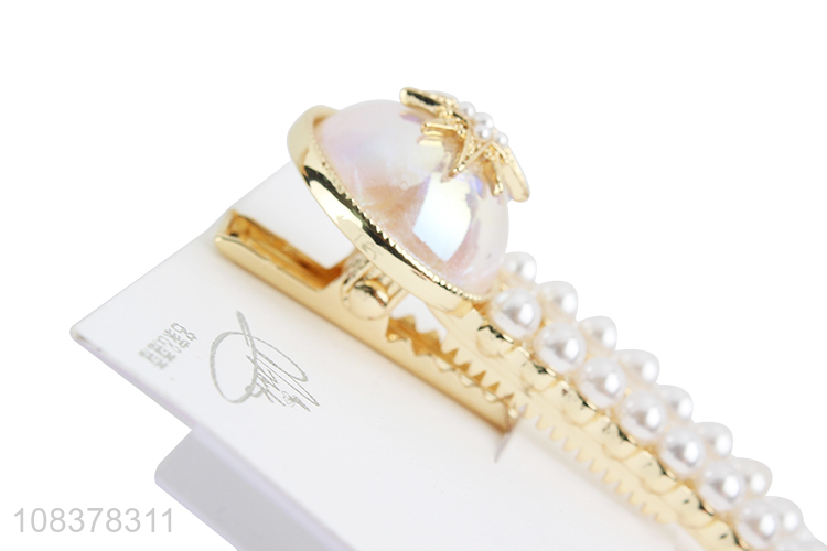 Good Quality Pearl Alloy Hair Clip Duckbill Clip