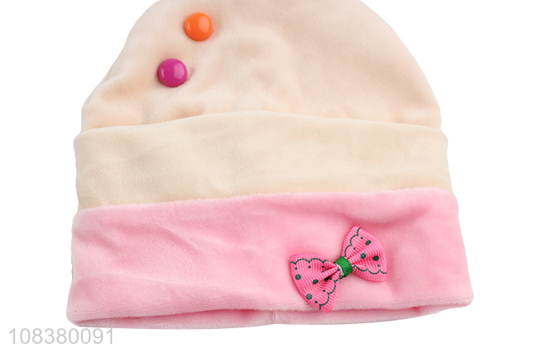 Wholesale Cute Bowknot Design Colorful Beanie Baby Hat