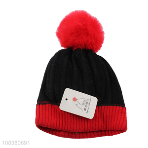 High Quality Kids Winter Hat Knitted Beanie With Fur Ball