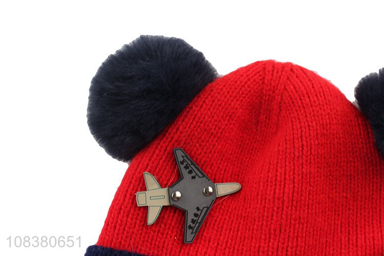 Cool Design Plane Model Kids Knitted Hat Soft Beanie