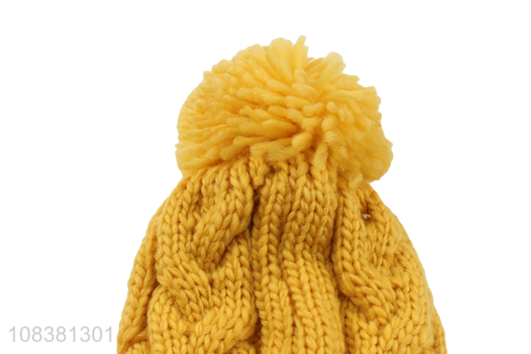 Good Quality Women Knitted Hat Fashion Beanie With Pompon Ball