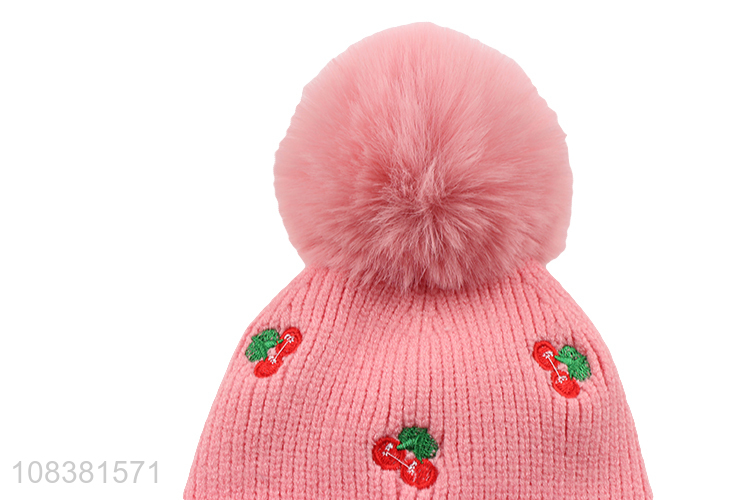 Fashion Design Girls Knitted Hat Winter Hat For Kids