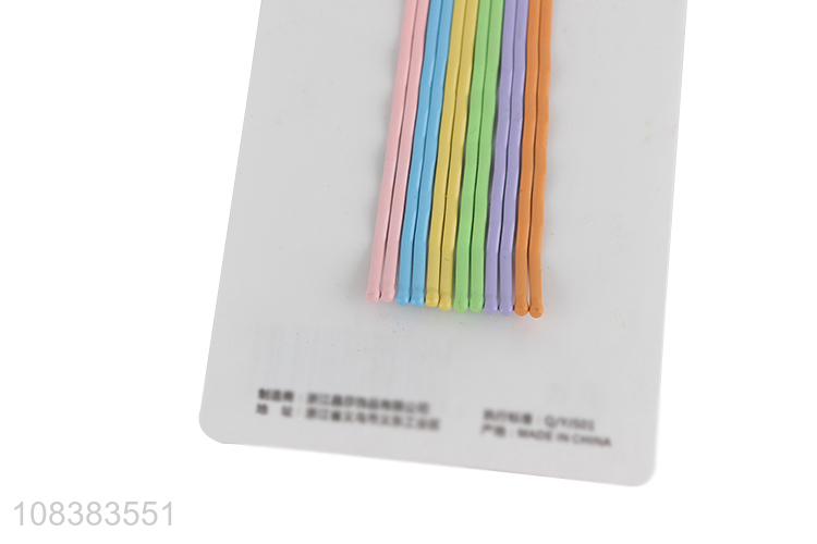 Wholesale 12 pieces frosted colorful metal bobby pins for all hair types