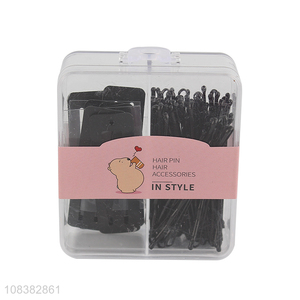 Bottom price black hair clips set metal snap hair clips bobby pins