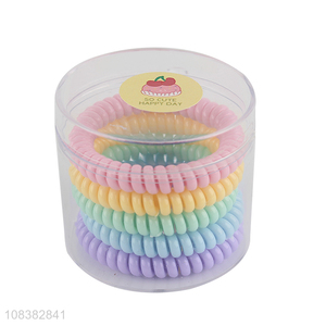 Good quality assorted colors no crease coil hair ties for ladies