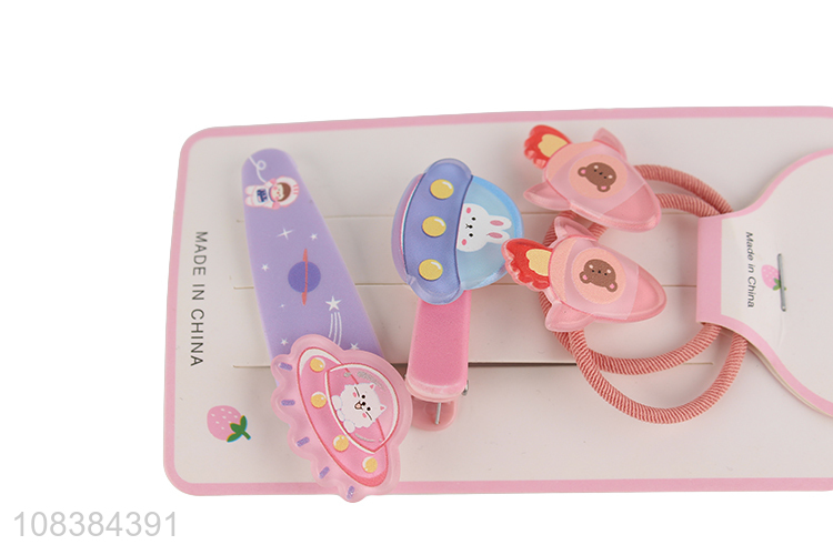 High quality cute cartoon hairpins hair rope set for kids