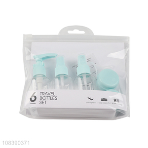 Factory Direct Sale 6 Pieces Plastic Travel Bottle Lotion Container Set