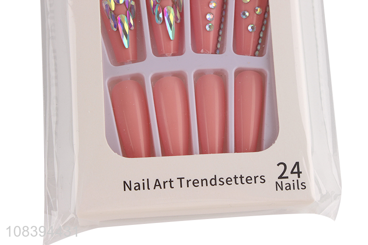 New imports press on ballerina fake nails set with tiny rhinestones