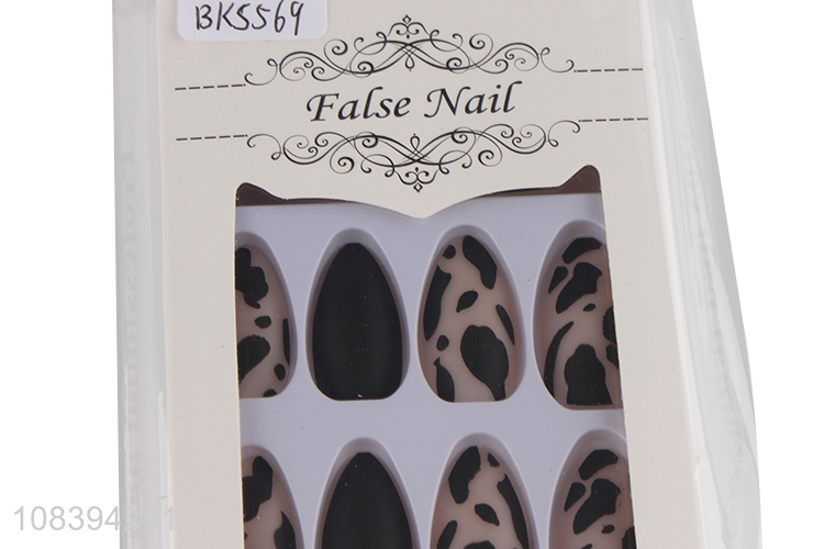 China supplier long lasting press on fake nails with animal skin pattern