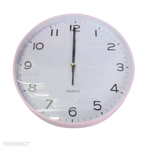 Factory Price Pink Simple Bedroom Wall Clock for Decor