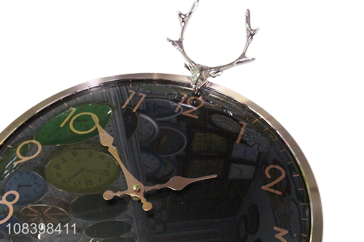 Factory wholesale plastic antler wall clock silent quartz clock