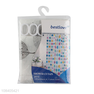 Yiwu market waterproof durable PE <em>shower</em> <em>curtain</em> set with 8 hooks