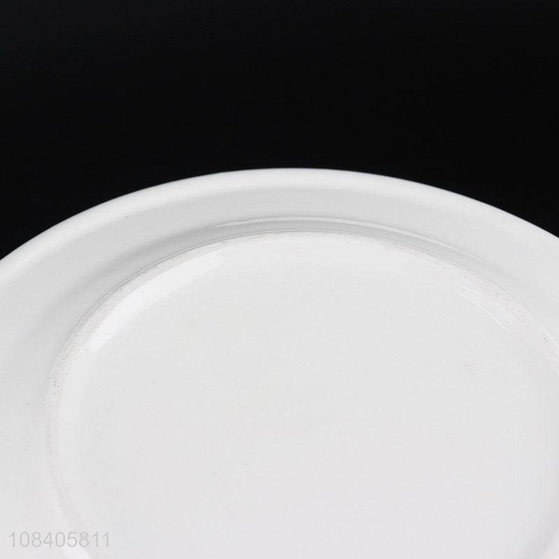 Low price simple design white ceramic plate for dinnerware